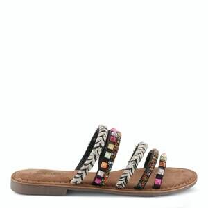 NEW AZURA women's intoxicate multi straps leather sandal in black multi
